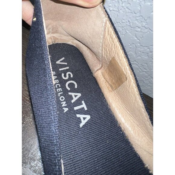 VISCATA BARCELONA Women's Espadrille Shoes Size 41 Canvas Slip On Navy Blue - Picture 6 of 9